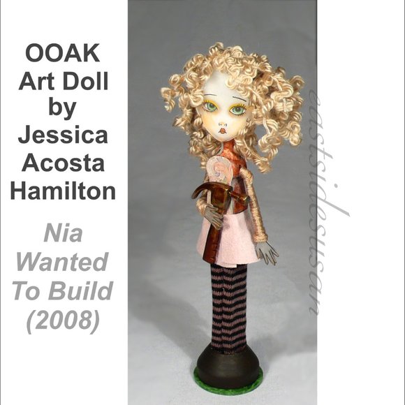 Artist Made Other - OOAK Big Eyes ART DOLL 🔨 Maker DIY Girl Curls - Collectible!